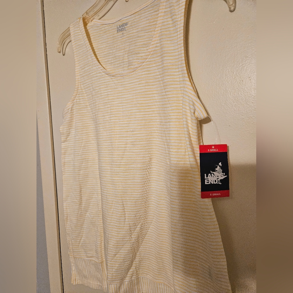Lands' End Yellow and White Striped Top